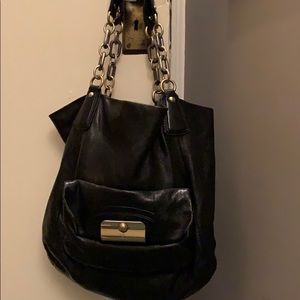 Coach black leather bag